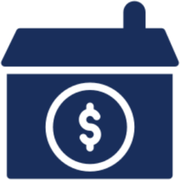 Icon of a cash register with a dollar sign on its display.