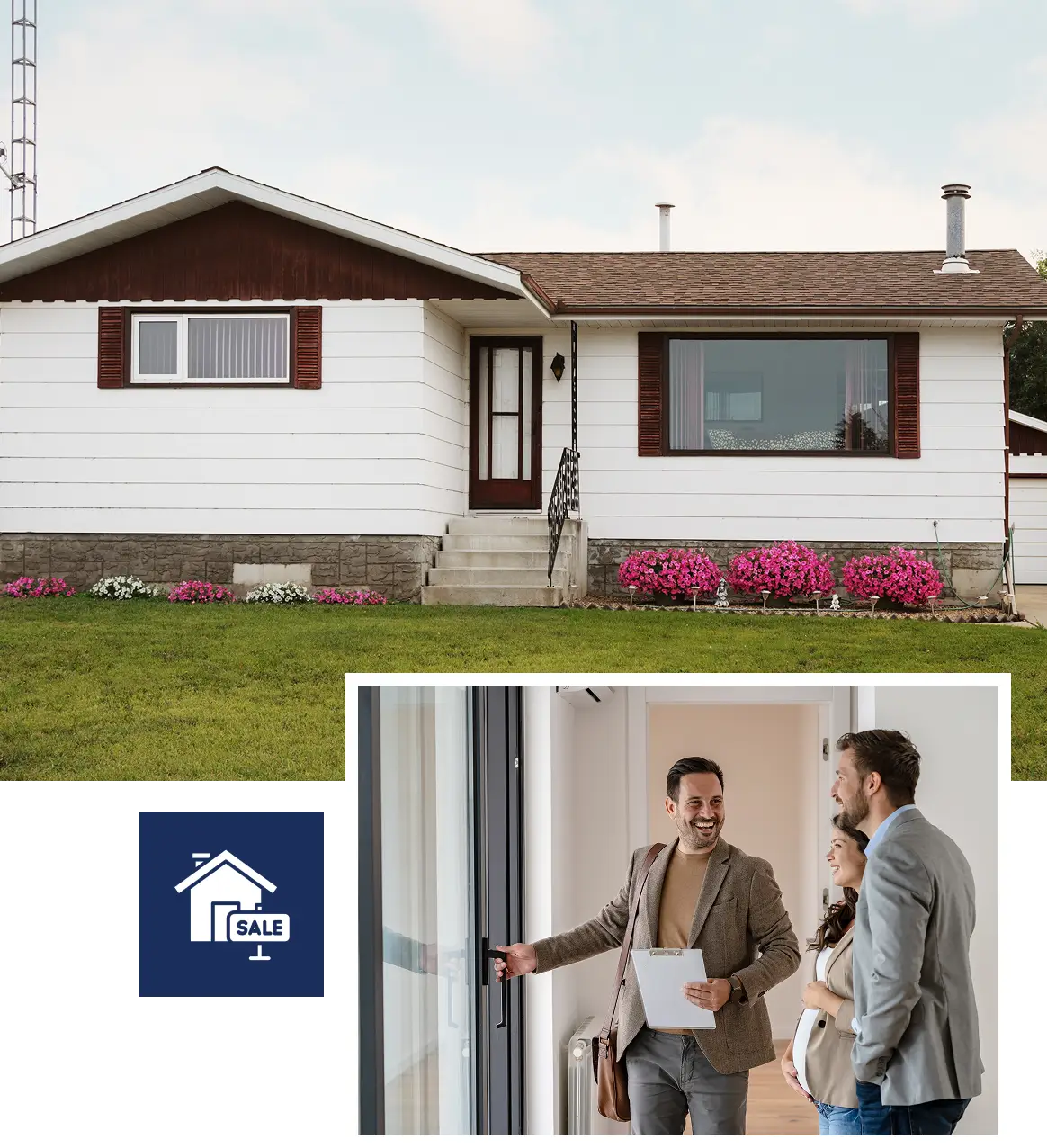 House for sale with people viewing it.